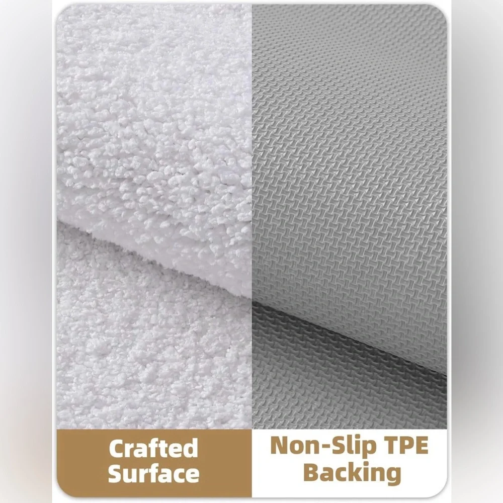 Color & Geometry White Geometric Bath Mat Nonslip Absorbent NIP
